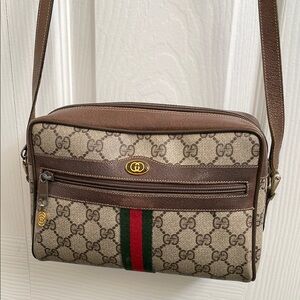 Gucci Beige and Brown GG Crossbody Bag